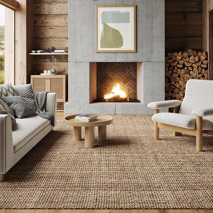 nuLOOM Ashli Solid Farmhouse Jute Area Rug, 7'6" x 9'6", Natural