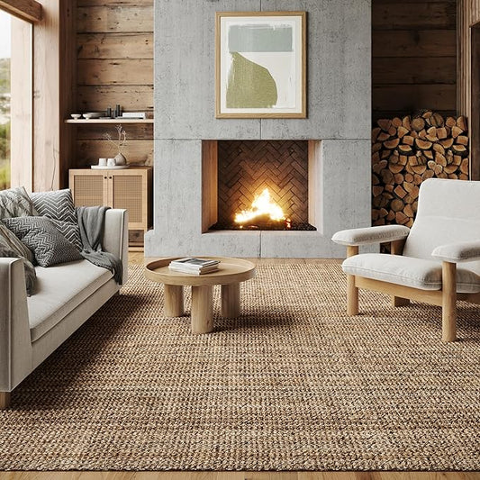 nuLOOM Ashli Solid Farmhouse Jute Area Rug, 10x13, Natural