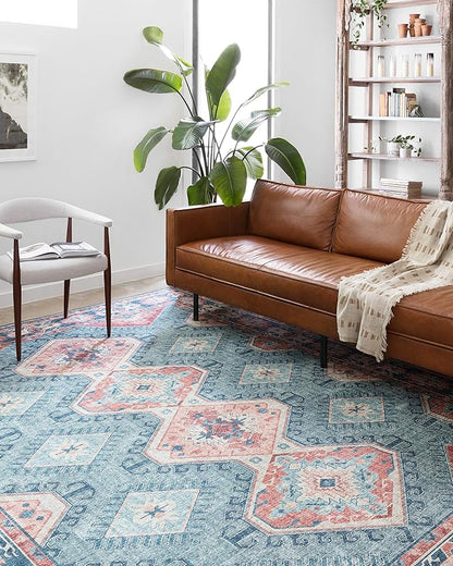 Loloi II Skye Collection SKY-03 Turquoise/Terracotta 7'-6" x 9'-6" Area Rug