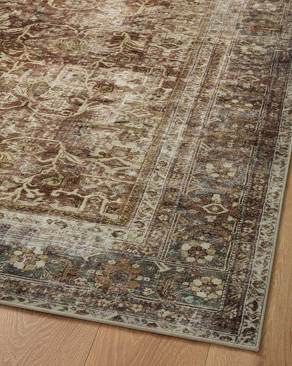 Loloi Magnolia Home by Joanna Gaines Sinclair Collection SIN-01 Rust/Lagoon 2'-3" x 7'-6", .25" Pile Height, Machine Washable, Runner Rug