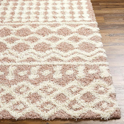 Livabliss Hapsburg Moroccan Shag Area Rug,5'3" x 7'3",Dusty Pink