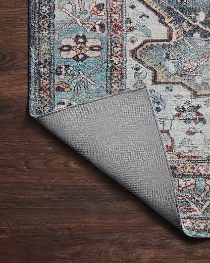 Loloi Margot Collection MAT-05 Ocean/Brick 7'-6" x 9'-6" Area Rug feat. CloudPile, No-Shed Easy Clean Large Patterned Area Rug for Living Room, Bedroom, Dining Area