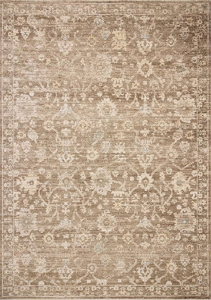 Loloi Chris Loves Julia Palma Collection PLM-09 Brown/Earth 6'-3" x 9'-6" Fringe Area Rug Vintage Style Boho Living Room Bedroom Carpet
