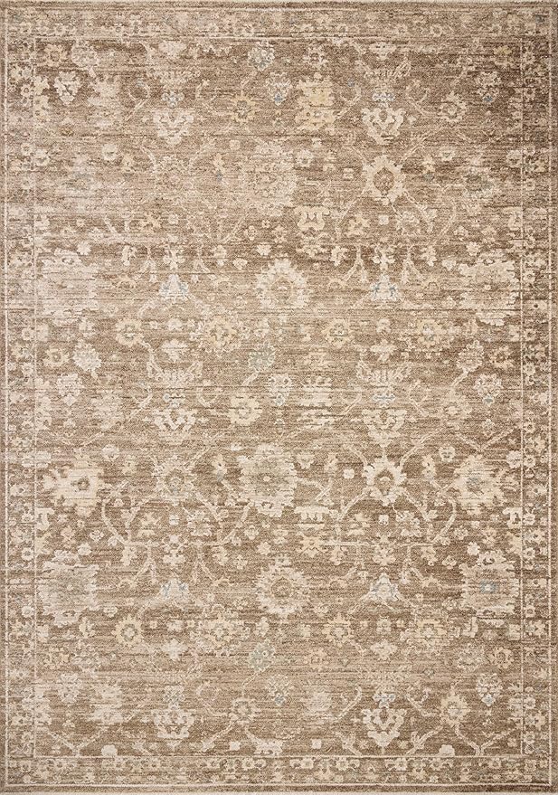 Loloi Chris Loves Julia Palma Collection PLM-09 Brown/Earth 2'-3" x 3'-10" Fringe Accent Rug Vintage Style Boho Living Room Bedroom Carpet