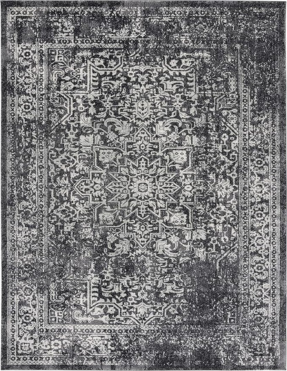 SAFAVIEH Area Rug 12x18 - Evoke Collection - Large - Black & Grey, Distressed Design, Non-Shedding & Easy to Clean, Ideal for Living Room, Bedroom, Dining Space (EVK256R)