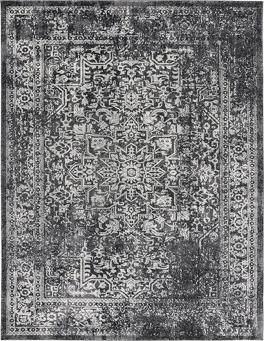 SAFAVIEH Area Rug 12x18 - Evoke Collection - Large - Black & Grey, Distressed Design, Non-Shedding & Easy to Clean, Ideal for Living Room, Bedroom, Dining Space (EVK256R)