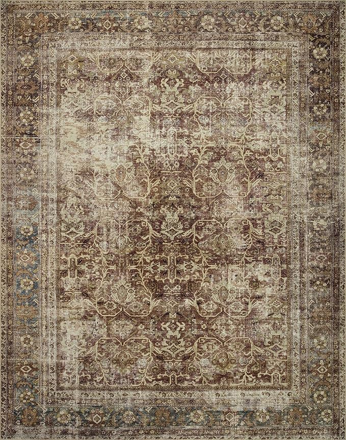 Loloi Magnolia Home by Joanna Gaines Sinclair Collection SIN-01 Rust/Lagoon 2'-3" x 7'-6", .25" Pile Height, Machine Washable, Runner Rug
