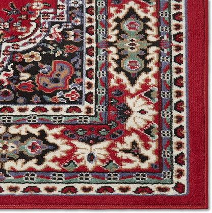 Home Dynamix Premium Sakarya Traditional Medallion Border Area Rug, Claret, 1'9"x7'2" Runner