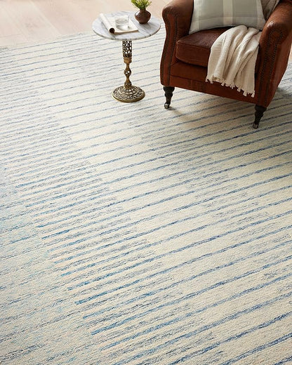 Loloi Chris Loves Julia Chris Collection CHR-01 Ivory/Denim 2'-6'' x 7'-6'', .50" Pile Height, Runner Rug