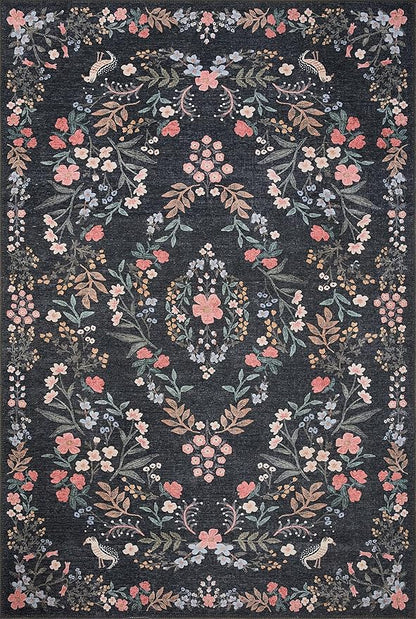 Loloi Rifle Paper Co. Maison Collection MAO-04 Tuileries Black 2'-3" x 3'-9", .19" Pile Height, Accent Rug