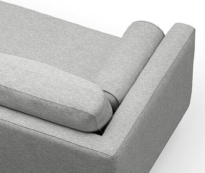 SIMPLIHOME Morrison Right Sectional Sofa in Woven-Blend Recycled Polyester Fabric, Mist Grey, 102-inches Wide, L-Shaped Couch with Right Chaise for the Living Room and Family Room
