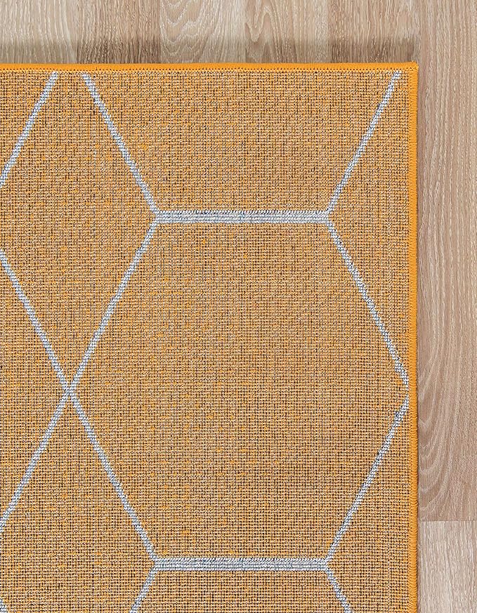 Unique Loom Trellis Frieze Collection Area Rug - Geometric (8' x 10', Orange/ Ivory)