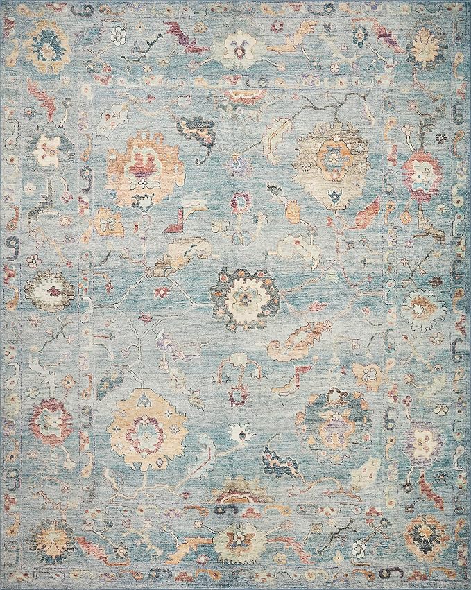 Loloi Margot Collection MAT-06 Denim/Multi 7'-6" x 9'-6" Area Rug feat. CloudPile, No-Shed Easy Clean Large Patterned Area Rug for Living Room, Bedroom, Dining Area