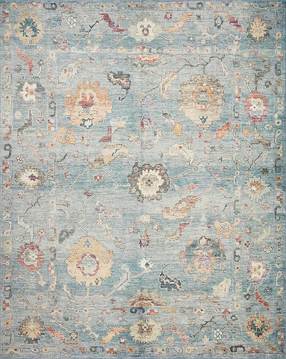 Loloi Margot Collection MAT-06 Denim/Multi 7'-6" x 9'-6" Area Rug feat. CloudPile, No-Shed Easy Clean Large Patterned Area Rug for Living Room, Bedroom, Dining Area