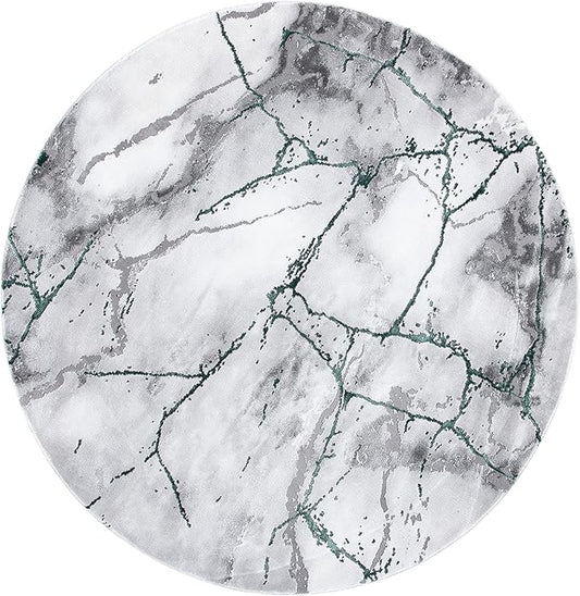 SAFAVIEH Craft Collection Area Rug - 4' Round, Grey & Green, Modern Abstract Design, Non-Shedding & Easy Care, Ideal for High Traffic Areas in Living Room, Bedroom (CFT877Y)