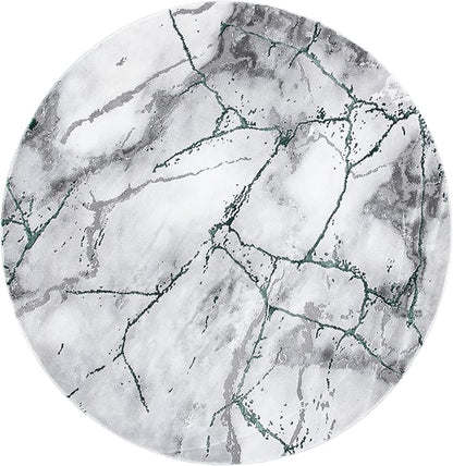 SAFAVIEH Craft Collection Area Rug - 5'3" Round, Grey & Green, Modern Abstract Design, Non-Shedding & Easy Care, Ideal for High Traffic Areas in Living Room, Bedroom (CFT877Y)