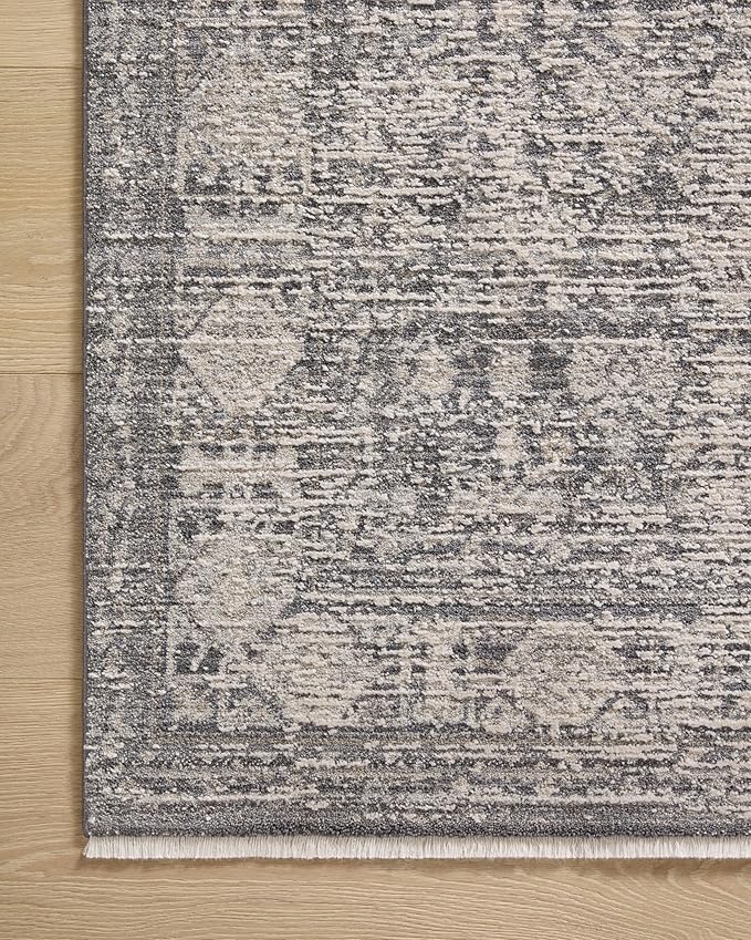 Loloi Amber Lewis Alie Collection ALE-03 Charcoal/Dove 5'-3'' x 5'-3'', .13'' Pile Height, Round Area Rug