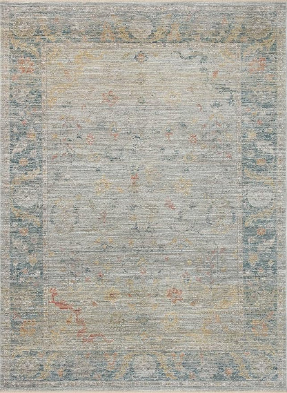 Loloi Magnolia Home by Joanna Gaines Millie Collection MIE-04 Slate/Multi 5'-3" x 7'-6", .25" Pile Height, Area Rug