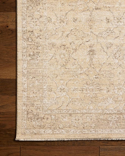 Loloi Chris Loves Julia Palma Collection PLM-10 Wheat/Bark 6'-3" x 9'-6" Fringe Area Rug Vintage Style Boho Living Room Bedroom Carpet