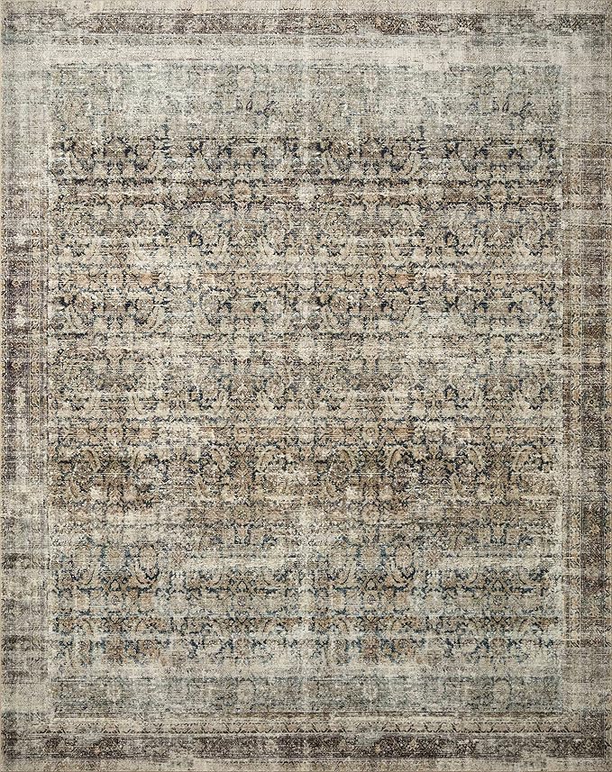 Loloi Amber Lewis Morgan Collection MOG-02 Navy/Sand 2'-0" x 5'-0" Accent Rug, Neutral Area Rug for Room Décor, Vintage Rug Inspired, Soft Area Rug for Living Room, Bedroom, Dining Area