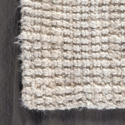 nuLOOM Ashli Solid Farmhouse Jute Area Rug, 8' Square, Off-white
