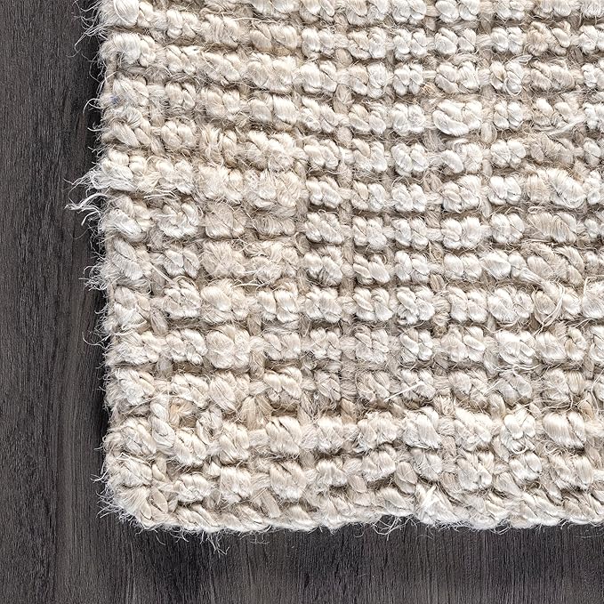 nuLOOM Ashli Solid Farmhouse Jute Runner Rug, 2' 6" x 6', Off-white