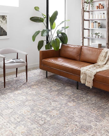 Loloi Skye Collection SKY-01 Grey/Apricot 6'-0" x 6'-0" Round Area Rug