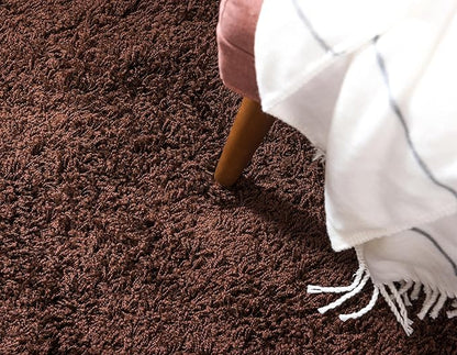 Unique Loom Solid Shag Collection Area Rug (2' 6" x 13' 1" Runner, Chocolate Brown)