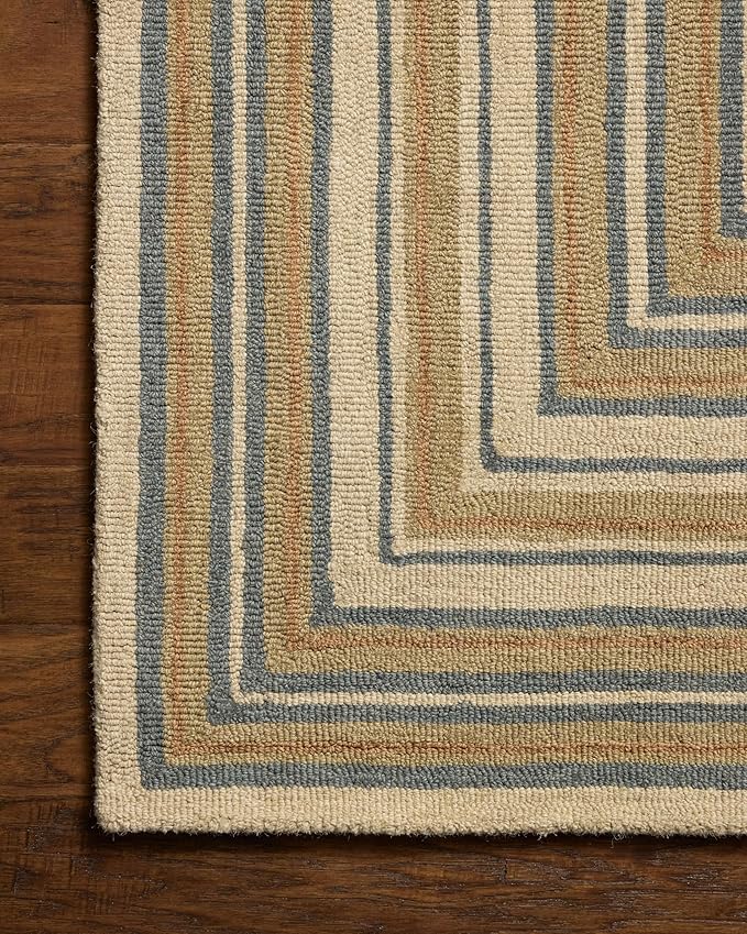 Loloi Chris Loves Julia Alfie Collection ALF-05 Natural/Multi 7'-9" x 9'-9" Area Rug Wool Neutral Living Bedroom Dining Carpet