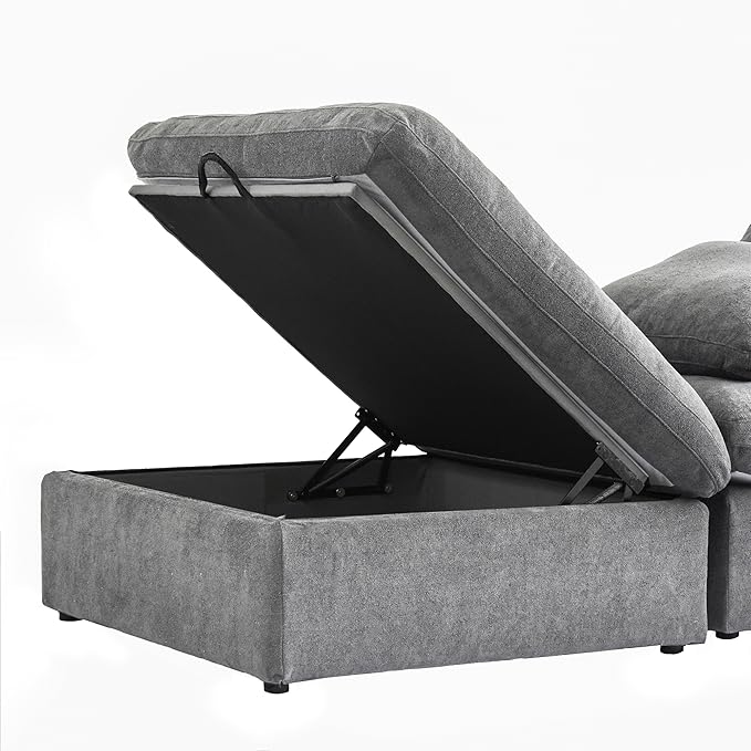 Cloud Couch Modular Sectional Sofa with Storage Ottomans,Oversized Down Filled 8 Seater Convertible Sectional Sofas, Gray Wide Deep Seat Couch for Living Room,Covers Washable&Replaceable