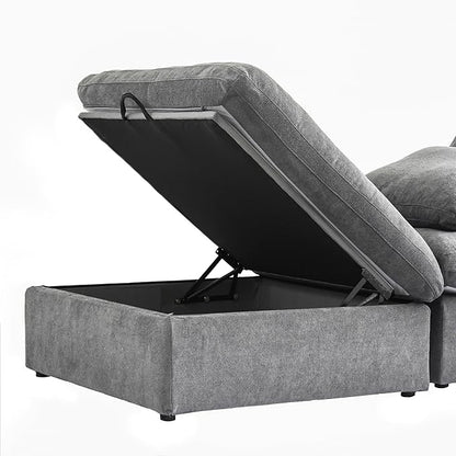 Cloud Modular Sectional Sofa for Livingroom,Large Down Filled Comfort Corner Sectional Sofa Couch Wide Deep Seat Convertible Couches for Office Apartment,V Shaped,Grey