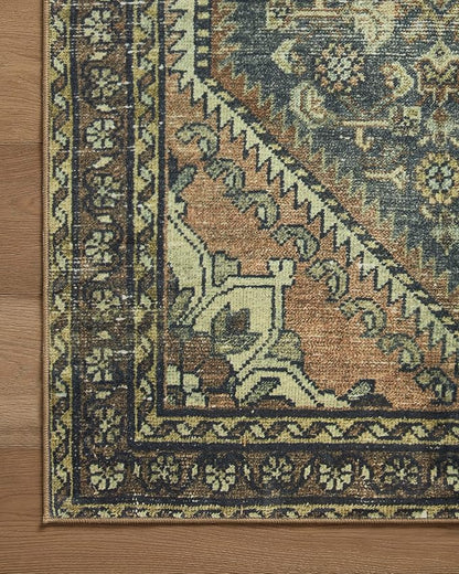 Loloi Magnolia Home by Joanna Gaines Banks Collection BAN-02 Denim/Clay 3'-6" x 5'-6" .13" Pile Height, Machine Washable, Accent Rug