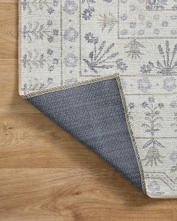 Loloi Rifle Paper Co. Maison Collection MAO-03 Rosette Ivory 5'-0" x 5'-0", .19" Pile Height, Round Area Rug