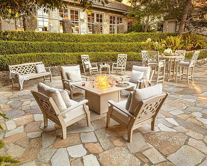 Martha Stewart by POLYWOOD® Chinoiserie Deep Seating Chair in Teak/Dune Burlap