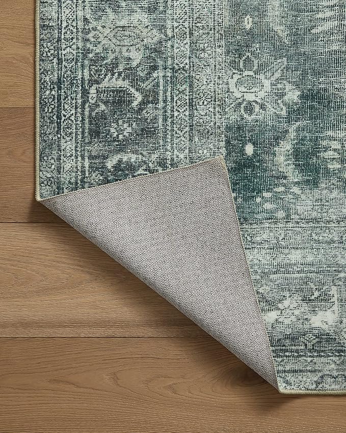 Loloi Magnolia Home by Joanna Gaines Banks Collection BAN-03 Blue/Lagoon 2'-6" x 12'-0", .13" Pile Height, Machine Washable, Runner Rug