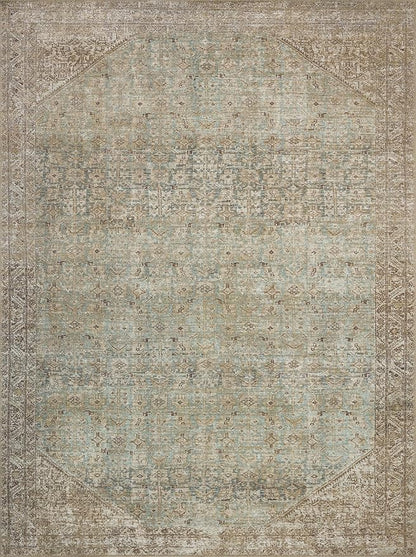 Loloi Amber Lewis Cambria Collection CBR-05 Aqua/Natural 2'-0" x 5'-0" Accent Rug Jute, Neutral, Vintage Style, Antique Tone, Living, Bedroom, Dining, Carpet