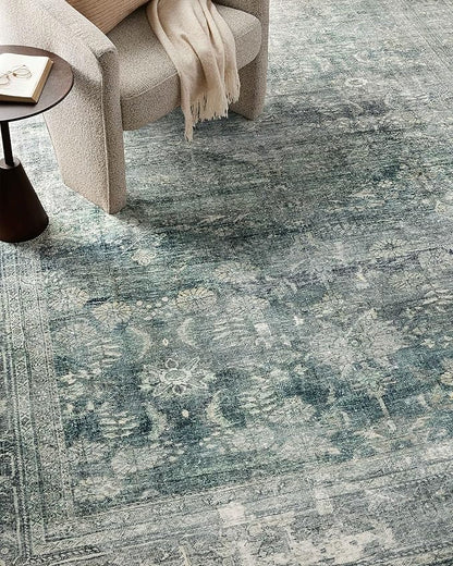 Loloi Magnolia Home by Joanna Gaines Banks Collection BAN-03 Blue/Lagoon 8'-6" x 11'-6", .13" Pile Height, Machine Washable, Area Rug