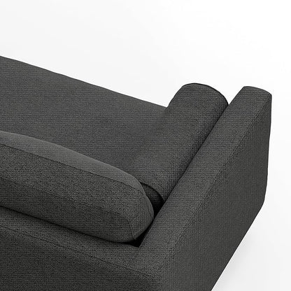 SIMPLIHOME Morrison 72-inch Wide Sofa in Charcoal Grey Woven-Blend Fabric, Handcrafted Mid-Century Modern Loveseat for Living Room or Family Room, Single Bench Cushion, Bolster Pillows