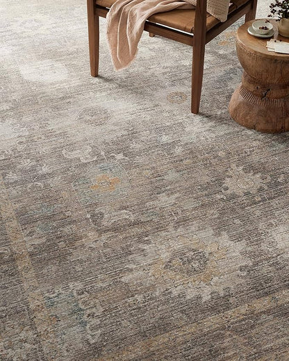 Loloi Magnolia Home by Joanna Gaines Millie Collection MIE-05 Stone/Natural 2'-7" x 10'-0", .25" Pile Height, Runner Rug