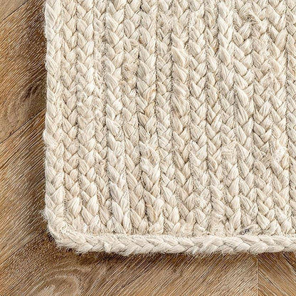 nuLOOM Oval 3x5 Rigo Jute Hand Woven Area Rug, Off White, Solid Farmhouse Design, Natural Fiber, For Bedroom, Living Room, Dining Room, Hallway, Office, Kitchen, Entryway