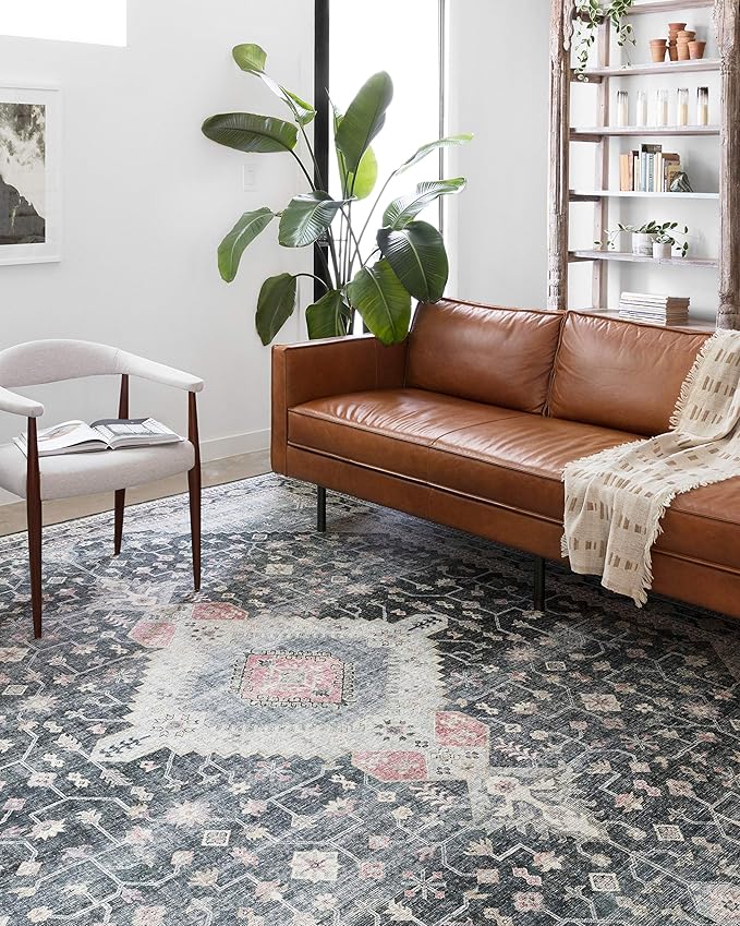 Loloi Skye Collection SKY-02 Charcoal/Multi 6'-0" x 6'-0" Round Area Rug