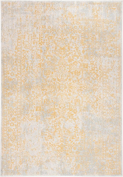 SAFAVIEH Evoke Collection 5'1" x 7'6" Ivory/Gold EVK256B Oriental Distressed Non-Shedding Living Room Bedroom Area Rug