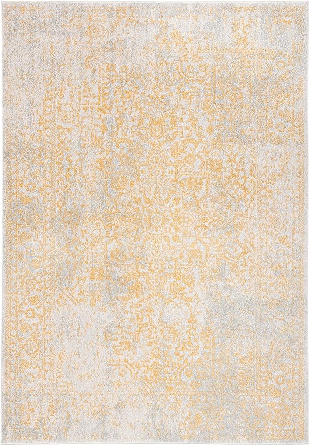 SAFAVIEH Evoke Collection 3' x 5' Ivory/Gold EVK256B Oriental Distressed Non-Shedding Living Room Bedroom Accent Rug