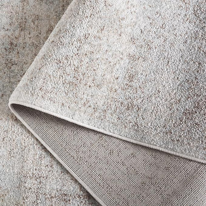 SAFAVIEH Evoke Collection Area Rug - 5'3" Square, Ivory & Taupe, Distressed Design, Non-Shedding & Easy to Clean, Ideal for Living Room, Bedroom, Dining Space (EVK256E)