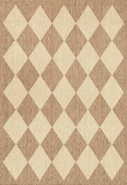 nuLOOM 7' Square Outdoor Performance Area Rug, Stain Resistant, Weather Resistant, High Traffic, Patio, Balcony, Outside, Sabina Brown