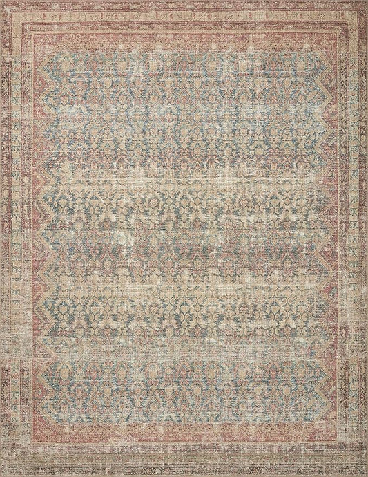 Loloi Angela Rose Aubrey Collection AUB-03 Ocean/Spice 5'-0" x 5'-0", .19" Pile Height, Round Area Rug