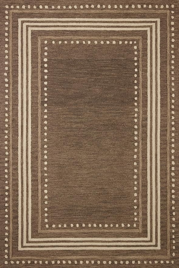 Loloi Chris Loves Julia Alfie Collection ALF-02 Bark/Natural 3'-6" x 5'-6" Accent Rug Wool Neutral Living Bedroom Dining Carpet