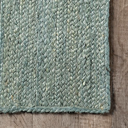 nuLOOM 8'6" x 11'6" Rigo Jute Hand Woven Area Rug, Green, Solid Farmhouse Design, Natural Fiber, for Bedroom, Living Room, Dining Room, Hallway, Office, Kitchen, Entryway