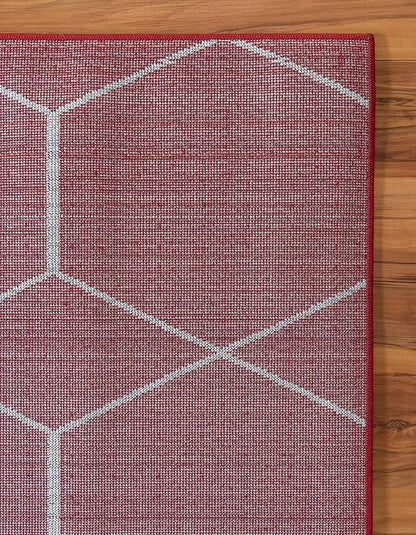 Unique Loom Trellis Frieze Collection Area Rug - Geometric (3' 3" x 5' 3", Red/ Ivory)