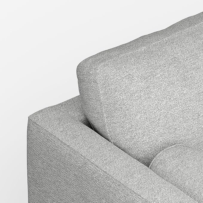 SIMPLIHOME Morrison 72-inch Wide Sofa in Mist Grey Woven-Blend Fabric, Handcrafted Mid-Century Modern Loveseat for Living Room or Family Room, Single Bench Cushion, Bolster Pillows